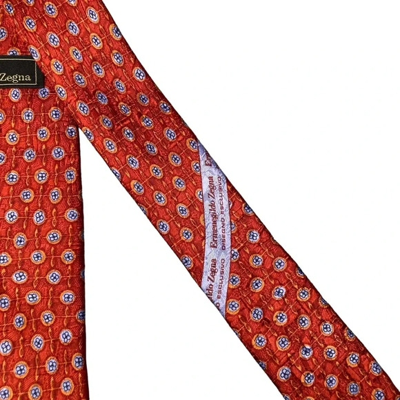 Ermenegildo Zegna Seta Silk Men's Geometric Neck Tie - Picture 4 of 5